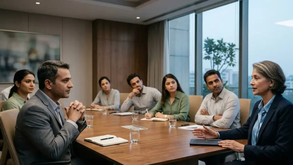Executive presence and conversational dynamics shaping professional perception