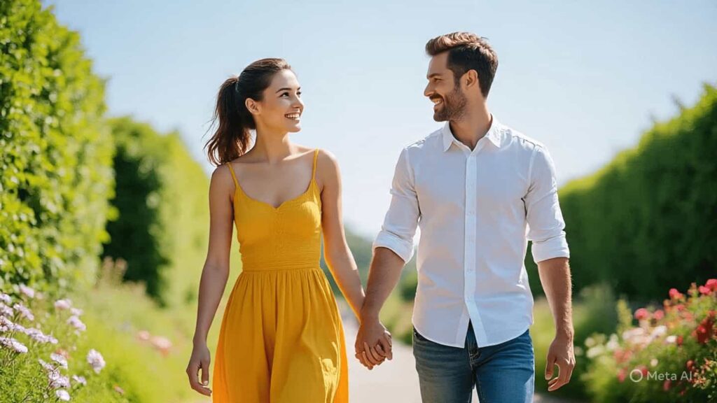 A picture of a young couple holding hands while walking, symbolizing the Genital Stage and the capacity for mature, intimate relationships.